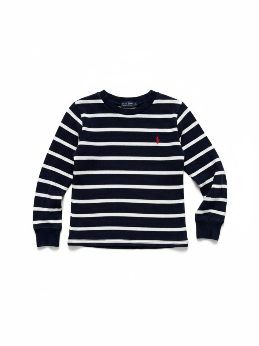 5 for $25 ✨ Ralph Lauren Polo Blue and White Stripped Waffle Weave Shirt